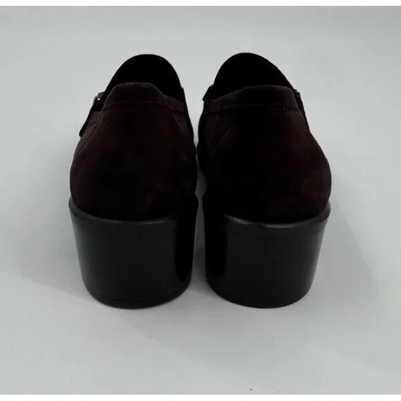 Stuart Weitzman Narrow Dark Brown Suede Loafers 7.5 AA With Chain Detail - Picture 4 of 9